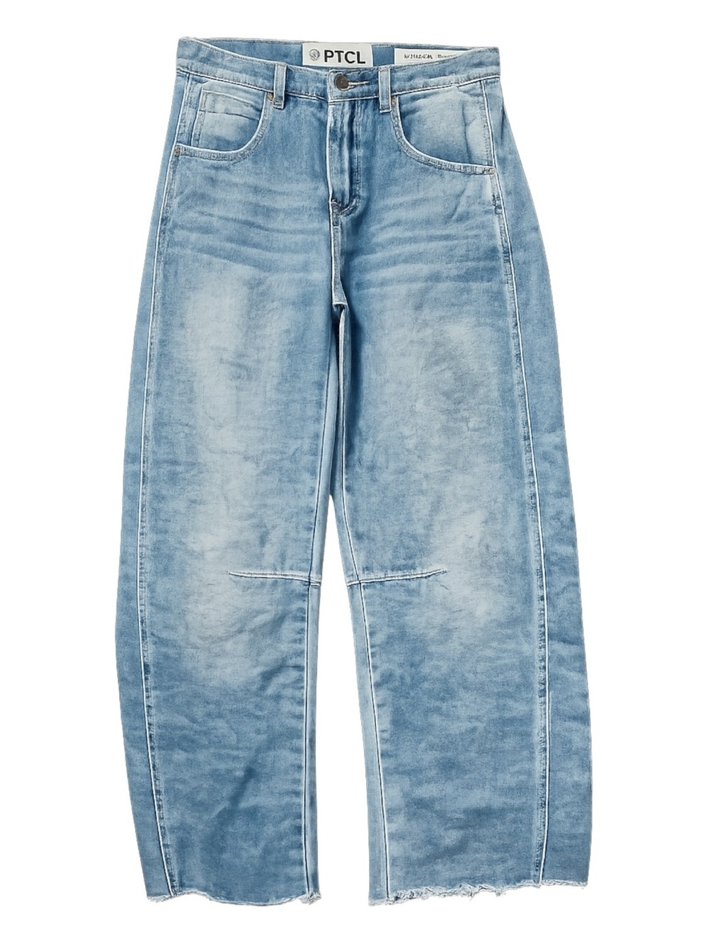 PTCL Ethikal Clothing Barrel Jeans Raw Hem Light Wash Size 26
